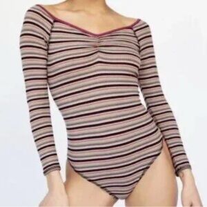 Intimately Free People Women's Put A Stripe On It Thong Bodysuit